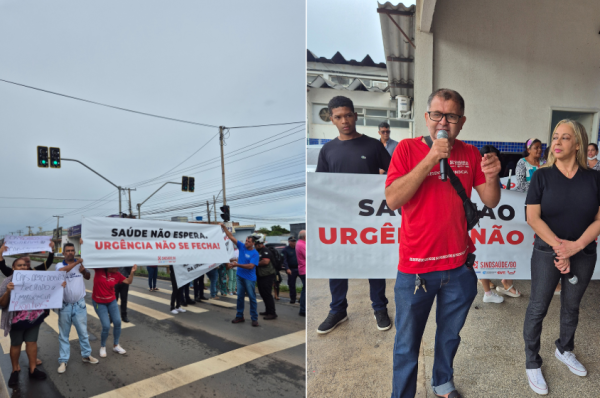 Sindsaúde participa de manifestação contra fechamento da ala de urgência do CAIS Cândida de Morais